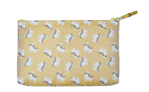 No.374 がま口＆ポーチ　iruyo　シーズー　からし ／ わんちゃん柄 雑貨 山梨県【n0374_yam_A】