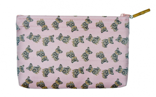 No.377 がま口＆ポーチ　iruyo　ヨーキー　ピンク ／ わんちゃん柄 雑貨 山梨県【n0377_yam_A】