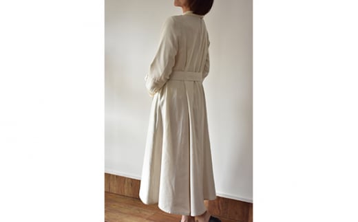 No.422 ふんわりコットンワンピース　M　ベージュ ／ オーガニックコットン 朱子織り 上品 山梨県【n0422_mut】