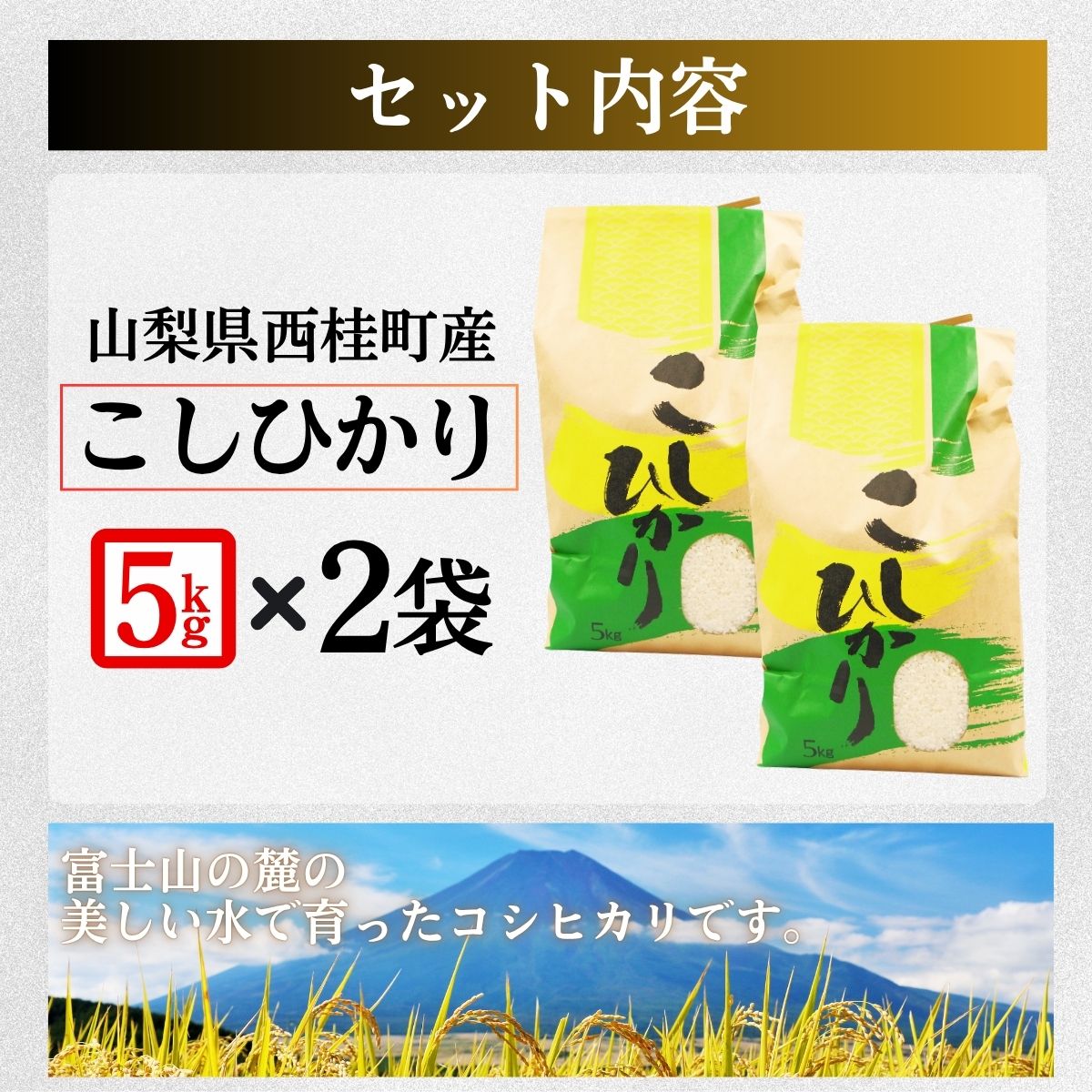 コシヒカリ 今だけ数量限定でもち麦500g付き！ 5キロ 2袋 / 国産 こしひかり  10キロ 令和7年 新米 米 お米 保存袋 生活必需品 ギフト 贈り物 お歳暮 ふるさと納税 送料無料【n0663-10_gou】