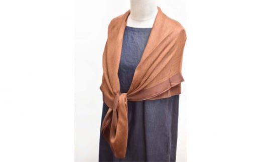 No.255 シルクカシミヤストール　「Frame」brown ／ ファッション 織物 染物 山梨県【n0255_mut_A】