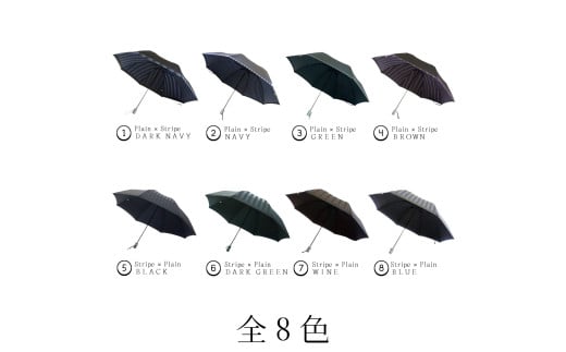 高級織物傘【紳士折りたたみ傘】Tie 深緑・Plain×Stripe GREEN・身だしなみに気を配る大人のための晴雨兼用傘 ／雨具 雨傘 日傘 ビジネス UVカット シンプル 8本骨 手開き メンズ UV加工 送料無料 山梨県 槇田商店【n0390_mak】