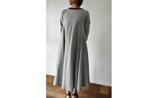 No.425 ふんわりコットンワンピース　L　グレー ／ オーガニックコットン 朱子織り 上品 山梨県【n0425_mut】