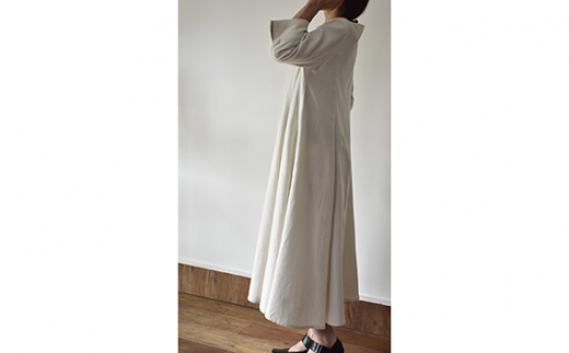 No.426 ふんわりコットンワンピース　L　ベージュ ／ オーガニックコットン 朱子織り 上品 山梨県【n0426_mut】