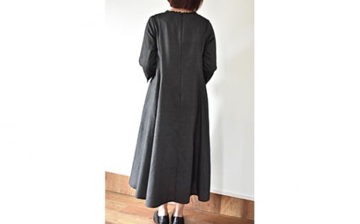 No.427 ふんわりコットンワンピース　L　ブラック ／ オーガニックコットン 朱子織り 上品 山梨県【n0427_mut】