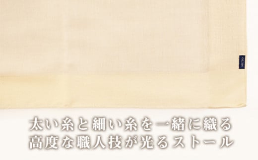No.254 シルクカシミヤストール　「Frame」white ／ ファッション 織物 染物 山梨県【n0254_mut_A】