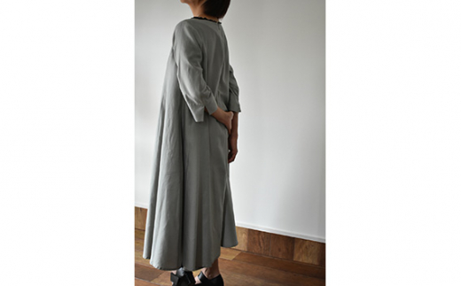 No.421 ふんわりコットンワンピース　M　グレー ／ オーガニックコットン 朱子織り 上品 山梨県【n0421_mut】
