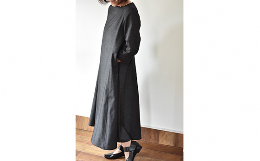 No.423 ふんわりコットンワンピース　M　ブラック ／ オーガニックコットン 朱子織り 上品 山梨県【n0423_mut】