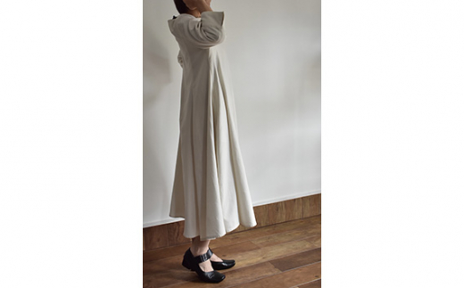 No.426 ふんわりコットンワンピース　L　ベージュ ／ オーガニックコットン 朱子織り 上品 山梨県【n0426_mut】