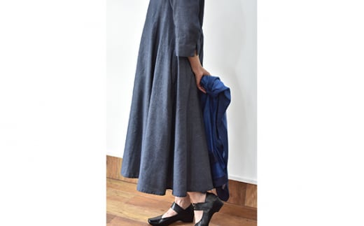 No.424 ふんわりコットンワンピース　M　ネイビー ／ オーガニックコットン 朱子織り 上品 山梨県【n0424_mut】
