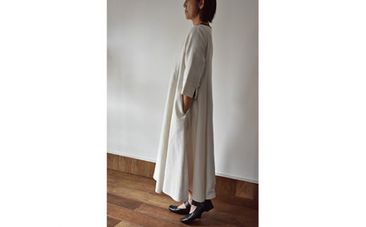 No.426 ふんわりコットンワンピース　L　ベージュ ／ オーガニックコットン 朱子織り 上品 山梨県【n0426_mut】