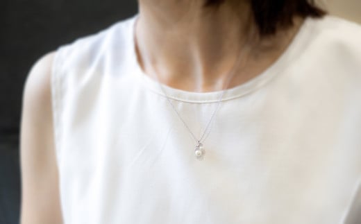 淡水 パール & 0.08ct ダイヤモンド ネックレス （RP-MN-0187） 鑑別書 保証書 ケース 付 ／ ジュエリー アクセサリー 宝石 ギフト プレゼント 贈り物 記念日 お祝い 誕生日 人気 高級 山梨県 西桂町【n0535_liz_B】
