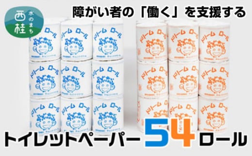【就労支援】 トイレットペーパー 個包装 ダブル ＆ シングル ドリームロール 各27ロール×2箱 計54ロール【シングル1個:長さ65ｍ ダブル1個：長さ30ｍ】シングルソフトタイプ 再生紙 紙 トイレ用品 生活用品 生活品 生活必需品 消耗品 備蓄 防災用品 日用雑貨 生活雑貨 新生活 SDGs リサイクル エコ 人気 山梨県 西桂町【n0371_tii_A】
