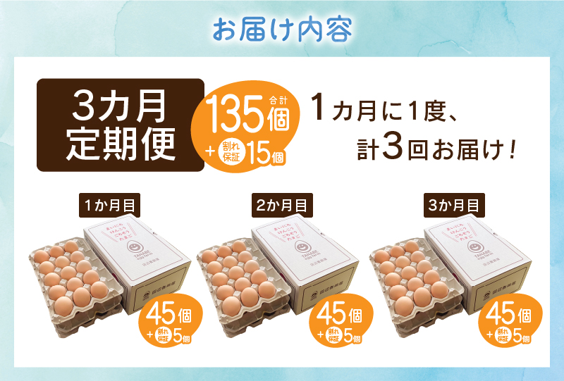 【3ヶ月定期便】”忍野の卵”旨味のピンク玉　※卵45個+割れ保証5個　計150個