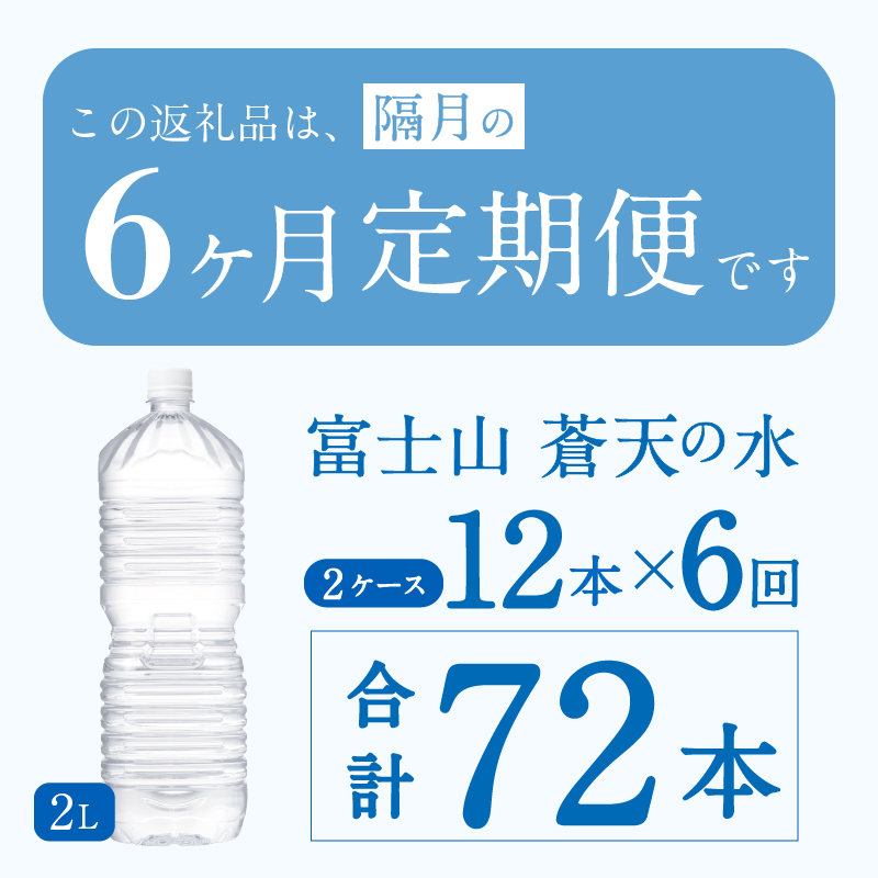 《年6回・隔月配送 定期便》富士山蒼天の水 2L×12本（2ケース）ラベルレス