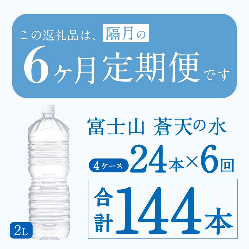 《年6回・隔月配送 定期便》富士山蒼天の水 2L×24本（4ケース）ラベルレス