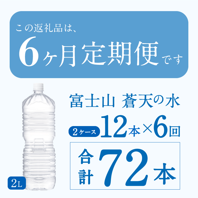 《6ヵ月定期便》富士山蒼天の水 2L×12本（2ケース）ラベルレス