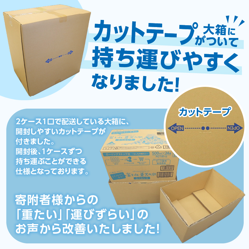 【2026年6月末までに配送】ラベルレス　富士山蒼天の水 500ｍl×48本（2ケース）※沖縄県、離島不可 天然水 ミネラルウォーター 水 ペットボトル 500ml バナジウム天然水 飲料水 軟水 鉱水 国産 シリカ ミネラル 美容 備蓄 防災 長期保存 富士山 山梨県 忍野村