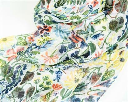 シルク×カシミアストール「ハーバリウム」ホワイト[スティグリンドベリ]（男女兼用）天然素材ストール専門店muto FAA4031