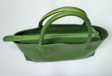 「鞄工房　香」横長トートバック　グリーン FAA3034