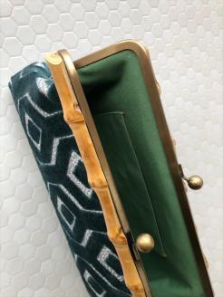 【siesta】がま口　クラッチバッグ＊ブルーグリーン FAA7015