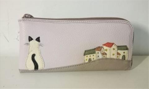 「鞄工房　香」ファスナー長財布　街と猫 FAA3014