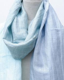 富士桜工房リネン×シルクストール「さらつや」ミントブルー　通気性に優れたストール！ FAA4036