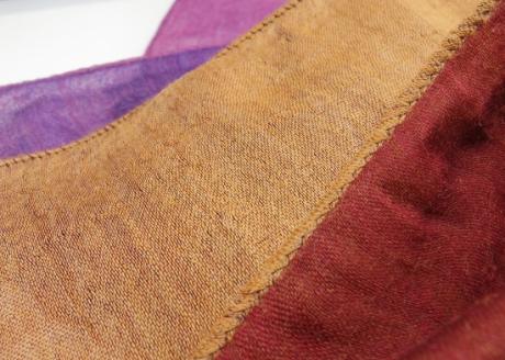 富士桜工房「やすらぎストール」ピンク×パープル×オレンジ×レッド 男女兼用ウール＆シルクの二重ガーゼ構造 FAA4018