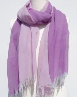 富士桜工房ウールガーゼストール「KASANE」紅藤色（ピンク×パープル）無縫製 二重織 FAA4007