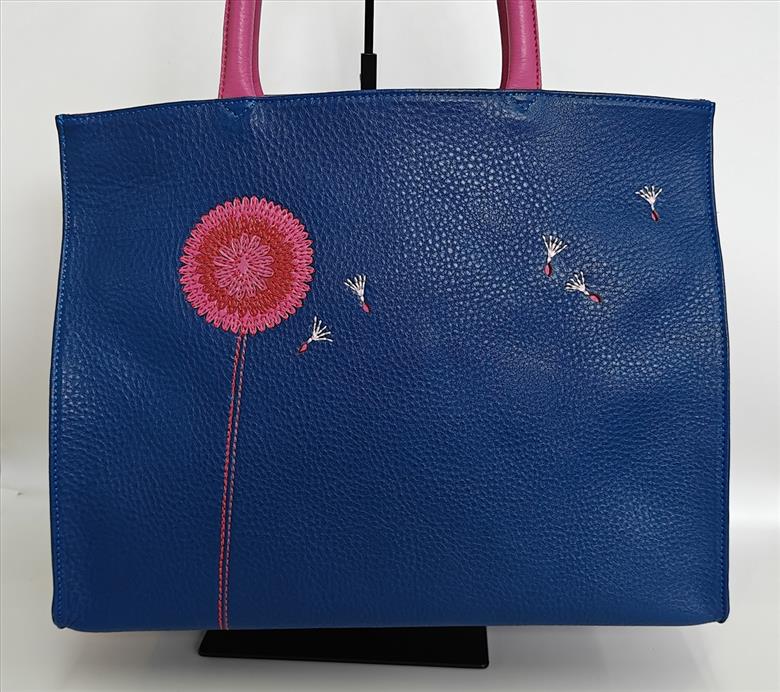 「鞄工房　香」タンポポのレザートートバッグ（ブルー） FAA7065