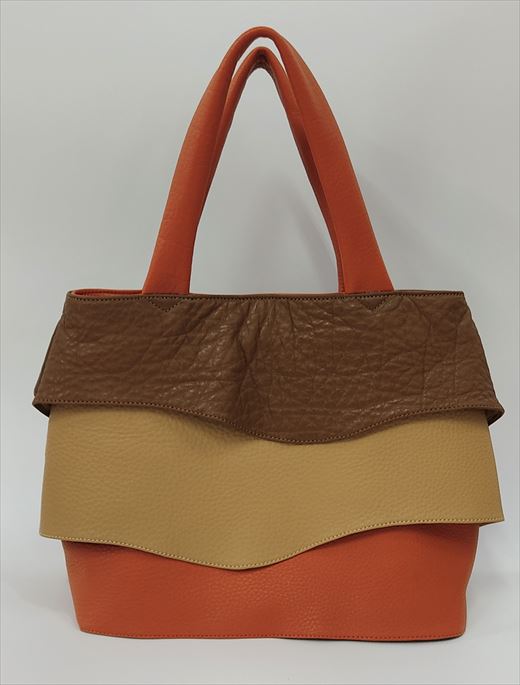 「鞄工房　香」三色フリルトートバッグ オレンジ FAA3032