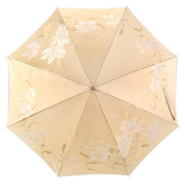 槙田商店【晴雨兼用】長傘 ”絵おり” 百合：ベージュ FAA5074