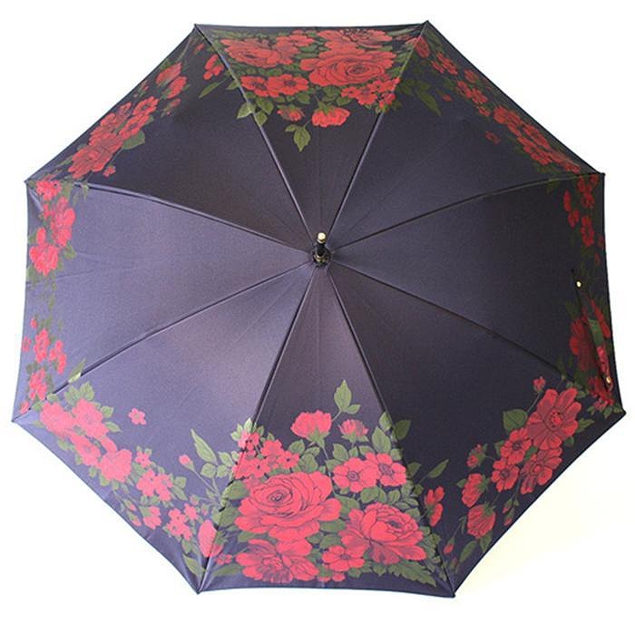 槙田商店【晴雨兼用】長傘 ”絵おり” 大バラ：紺 FAA5071