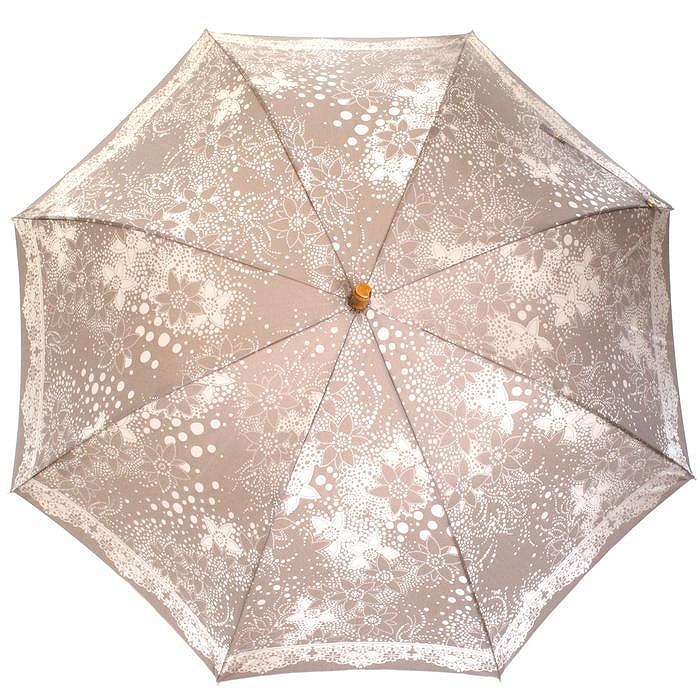 槙田商店【晴雨兼用】長傘 kirie ドットフラワー：モカブラウン FAA5039