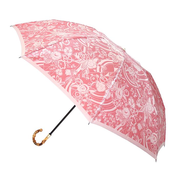 槙田商店【晴雨兼用 折りたたみ傘】kirie 更紗：ルージュ FAA5033