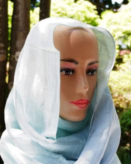 富士桜工房リネン×シルクストール「さらつや」ミントブルー　通気性に優れたストール！ FAA4036