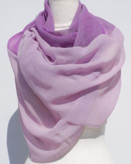 富士桜工房ウールガーゼストール「KASANE」紅藤色（ピンク×パープル）無縫製 二重織 FAA4007