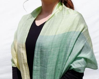 富士桜工房リネン×シルクストール「さらつや」ライム　通気性に優れたストール！ FAA4012