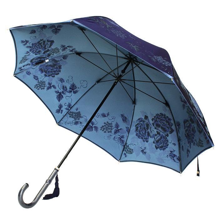 槙田商店【晴雨兼用】長傘 ”絵おり” 薔薇と葡萄 紺 FAA5073