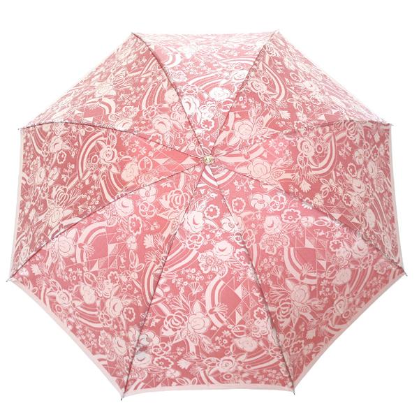 槙田商店【晴雨兼用 折りたたみ傘】kirie 更紗：ルージュ FAA5033