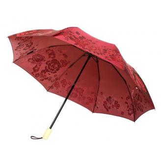 槙田商店【晴雨兼用折りたたみ傘】”絵おり” 大バラ：エンジ FAA5062