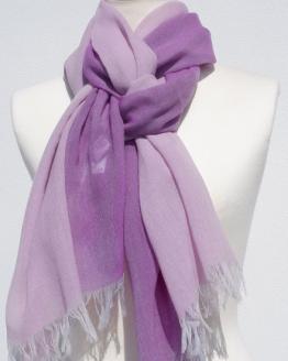 富士桜工房ウールガーゼストール「KASANE」紅藤色（ピンク×パープル）無縫製 二重織 FAA4007