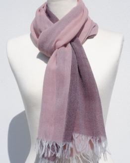 富士桜工房ウールガーゼストール「KASANE」小豆色（ペールピンク×ラセットブラウン）無縫製 二重織 FAA4009