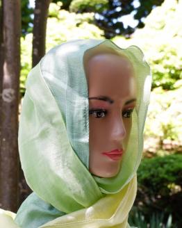 富士桜工房リネン×シルクストール「さらつや」ライム　通気性に優れたストール！ FAA4012