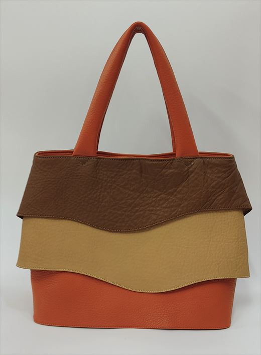 「鞄工房　香」三色フリルトートバッグ オレンジ FAA3032