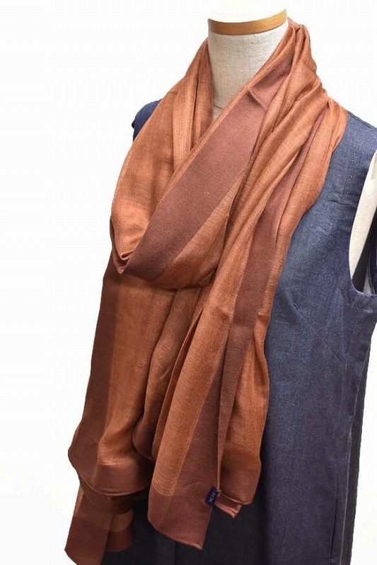 シルク×カシミヤストール Frame(ブラウン)(男女兼用)天然素材ストール専門店muto FAA4026