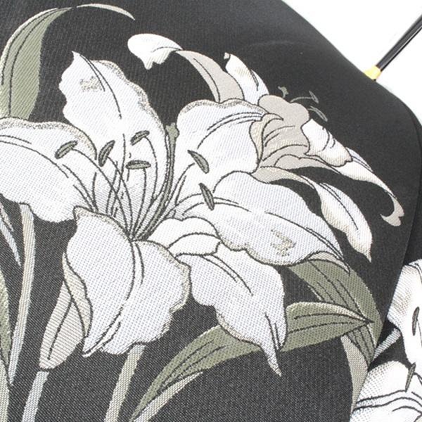 槙田商店【晴雨兼用】長傘 ”絵おり” 百合：黒 FAA5075