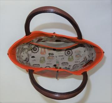 「鞄工房　香」センターライントートバッグ オレンジ FAA3021