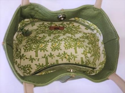 「鞄工房　香」センターライントートバッグ（グリーン） FAA3022