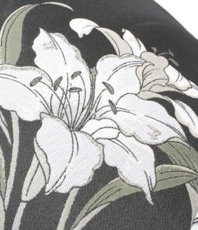 槙田商店【晴雨兼用折りたたみ傘】”絵おり” 百合：黒 FAA5065